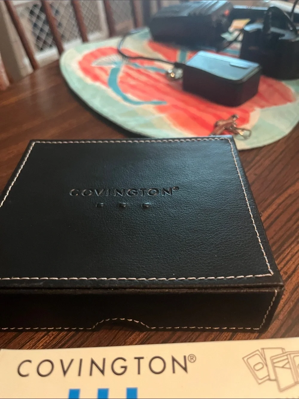Covington Black Leather Three-Fold Card & Key Holder